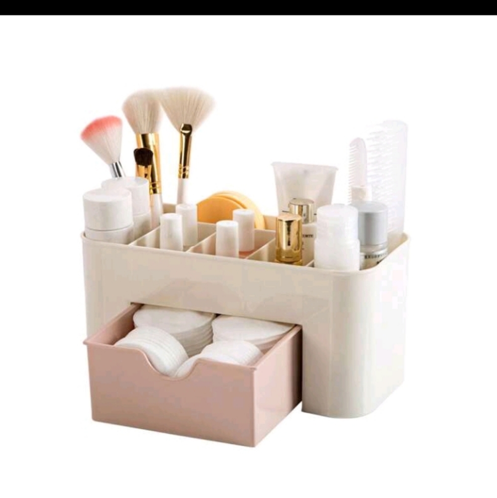 2pc White Storage Box With Pink Drawer For Nail Tools Jewelry Multi-Functional